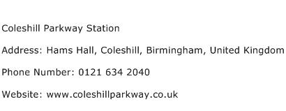 Coleshill Parkway Station Address Contact Number