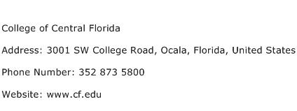 College of Central Florida Address Contact Number