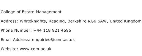 College of Estate Management Address Contact Number