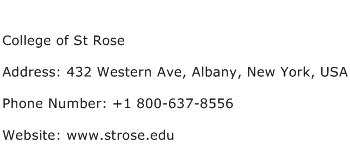 College of St Rose Address Contact Number