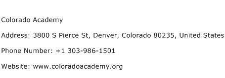 Colorado Academy Address Contact Number