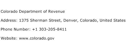 Colorado Department of Revenue Address Contact Number