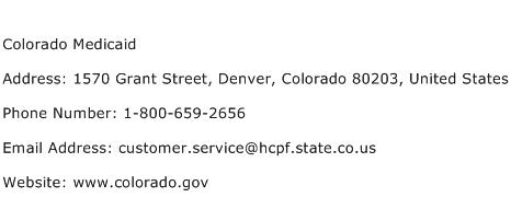 Colorado Medicaid Address Contact Number