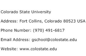 Colorado State University Address Contact Number
