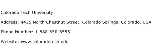 Colorado Tech University Address Contact Number