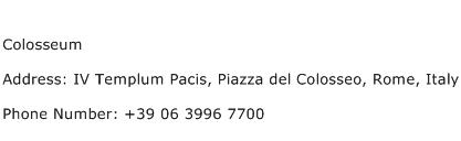Colosseum Address Contact Number