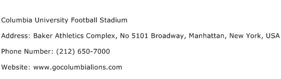 Columbia University Football Stadium Address Contact Number