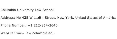 Columbia University Law School Address Contact Number