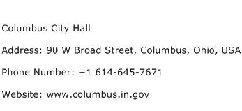 Columbus City Hall Address Contact Number