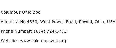 Columbus Ohio Zoo Address Contact Number