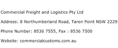 Commercial Freight and Logistics Pty Ltd Address Contact Number