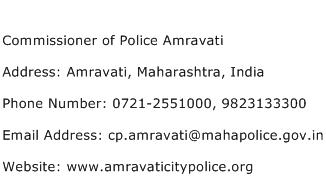 Commissioner of Police Amravati Address Contact Number