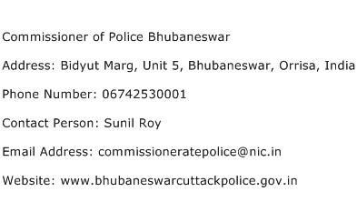 Commissioner of Police Bhubaneswar Address Contact Number
