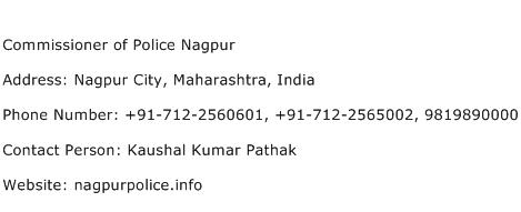 Commissioner of Police Nagpur Address Contact Number