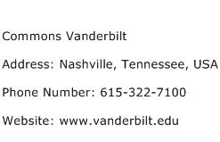 Commons Vanderbilt Address Contact Number