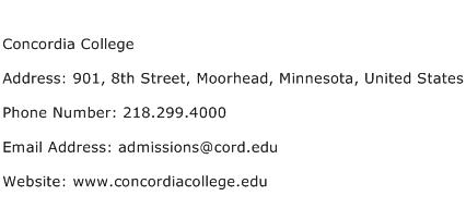 Concordia College Address Contact Number