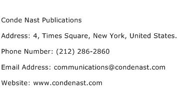 Conde Nast Publications Address Contact Number