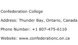 Confederation College Address Contact Number