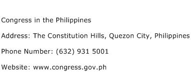 Congress in the Philippines Address Contact Number