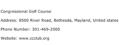 Congressional Golf Course Address Contact Number