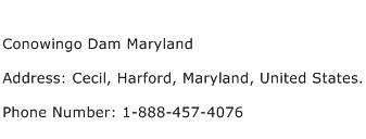 Conowingo Dam Maryland Address Contact Number