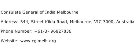 Consulate General of India Melbourne Address Contact Number