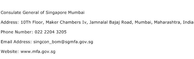 Consulate General of Singapore Mumbai Address Contact Number
