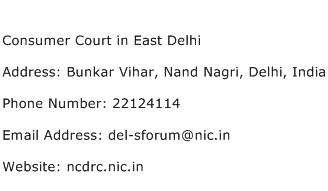 Consumer Court in East Delhi Address Contact Number