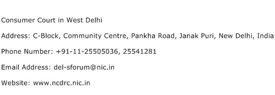 Consumer Court in West Delhi Address Contact Number