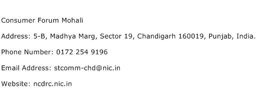 Consumer Forum Mohali Address Contact Number