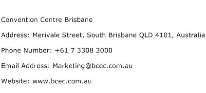 Convention Centre Brisbane Address Contact Number