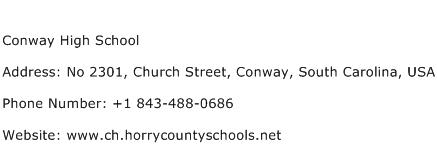 Conway High School Address Contact Number