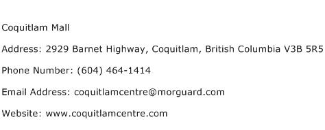 Coquitlam Mall Address Contact Number