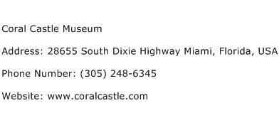 Coral Castle Museum Address Contact Number