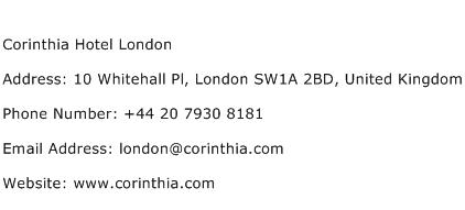 Corinthia Hotel London Address Contact Number