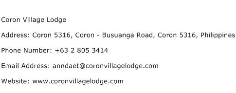 Coron Village Lodge Address Contact Number