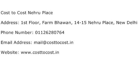 Cost to Cost Nehru Place Address Contact Number