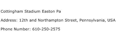 Cottingham Stadium Easton Pa Address Contact Number