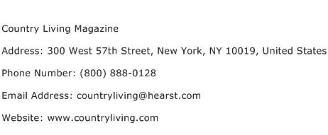 Country Living Magazine Address Contact Number