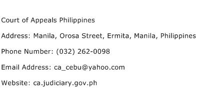 Court of Appeals Philippines Address Contact Number