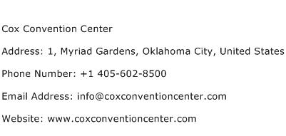 Cox Convention Center Address Contact Number
