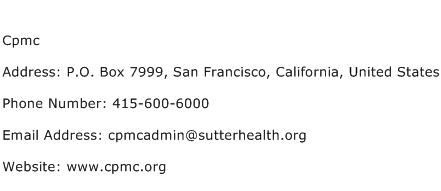 Cpmc Address Contact Number