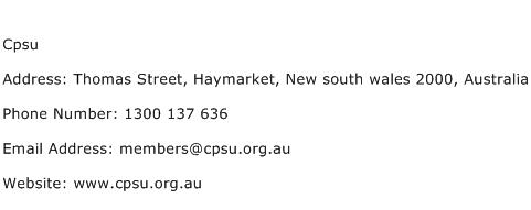 Cpsu Address Contact Number