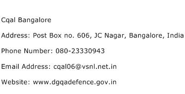 Cqal Bangalore Address Contact Number