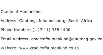Cradle of Humankind Address Contact Number