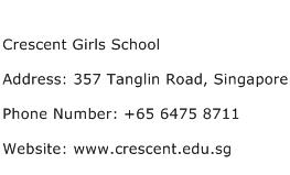 Crescent Girls School Address Contact Number