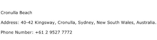 Cronulla Beach Address Contact Number