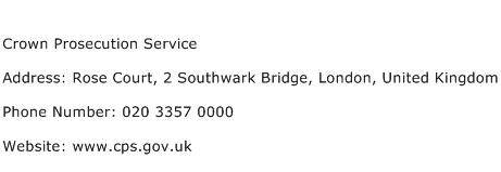 Crown Prosecution Service Address Contact Number