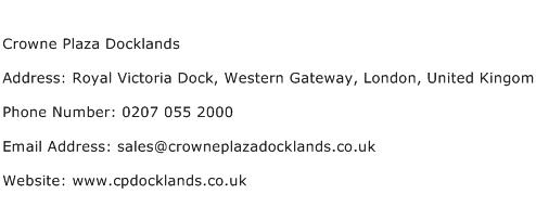Crowne Plaza Docklands Address Contact Number