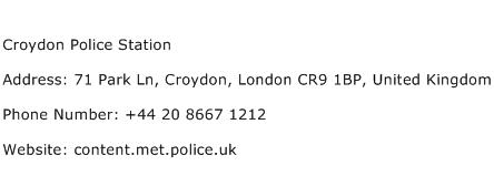 Croydon Police Station Address Contact Number